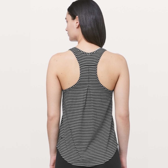 Lululemon Love Tank *Pleated in Modern Stripe Heathered Black White - Picture 2 of 9